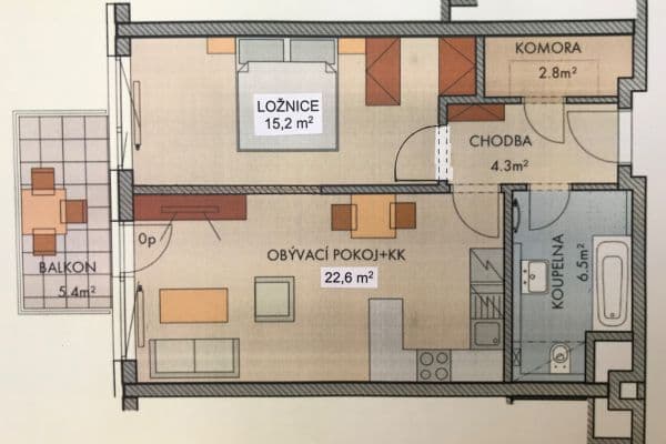 Prenájom bytu 2-izbový 59 m², Zakšínská, Praha Prenájom bytu 2-izbový 59 m², Zakšínská, Praha