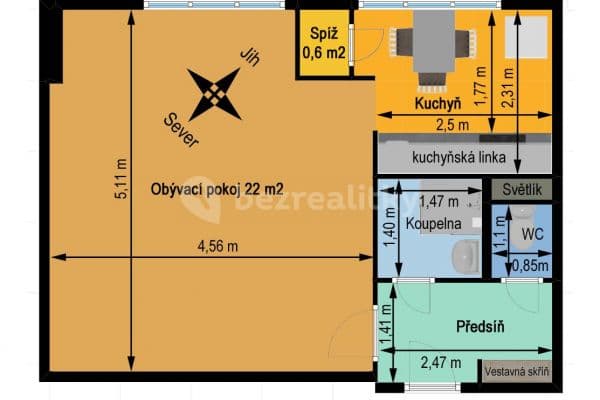 Prenájom bytu 1-izbový 32 m², Tyršova, Kolín, Středočeský kraj