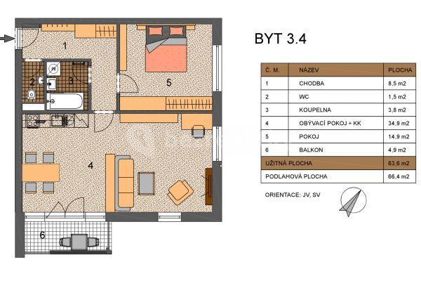 Prenájom bytu 2-izbový 66 m², Kadečkové, 
