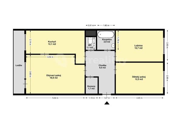 Prenájom bytu 3-izbový 79 m², Slunná, Příbram