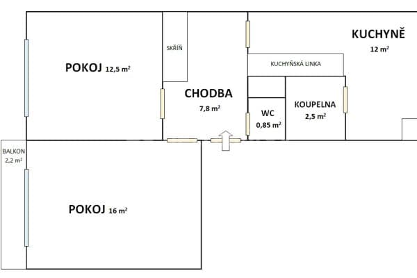 Prenájom bytu 2-izbový 56 m², Pražská, Znojmo, Jihomoravský kraj