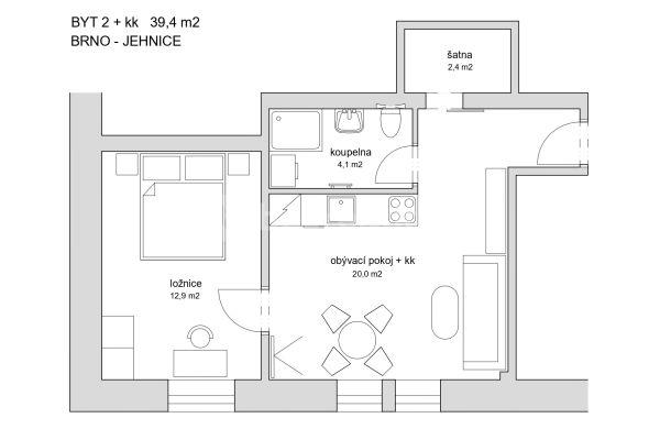 Predaj bytu 2-izbový 40 m², náměstí 3. května, Brno, Jihomoravský kraj