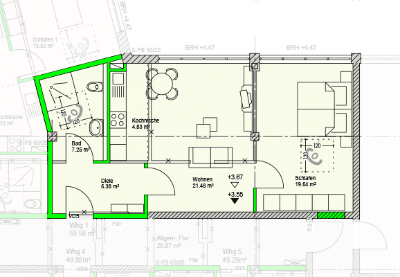 Prenájom bytu 2-izbový 55 m², Äußere Leipziger Straße 23a, Schkeuditz Prenájom bytu 2-izbový 55 m², Äußere Leipziger Straße 23a, Schkeuditz