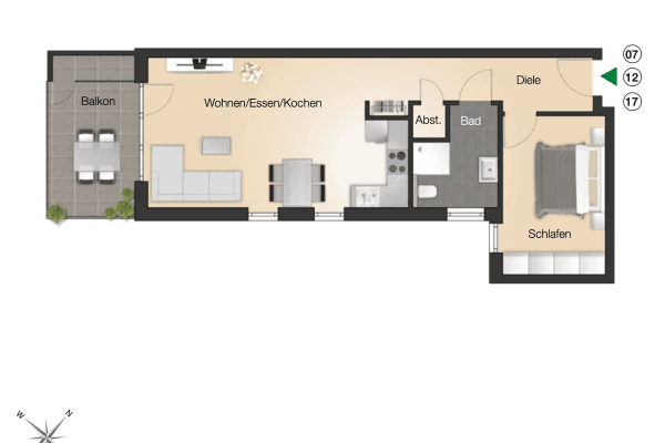 Prenájom bytu 2-izbový 59 m², Villingen-Schwenningen, Bádensko-Wurttembersko Prenájom bytu 2-izbový 59 m², Villingen-Schwenningen, Bádensko-Wurttembersko