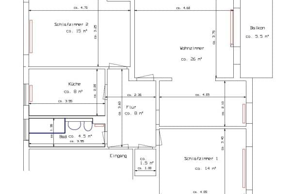 Prenájom bytu 3-izbový 78 m², Bremen, Brémy Prenájom bytu 3-izbový 78 m², Bremen, Brémy
