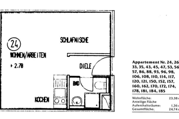 Prenájom bytu 1-izbový 24 m², Bayreuther Str. 47, Erlangen Prenájom bytu 1-izbový 24 m², Bayreuther Str. 47, Erlangen