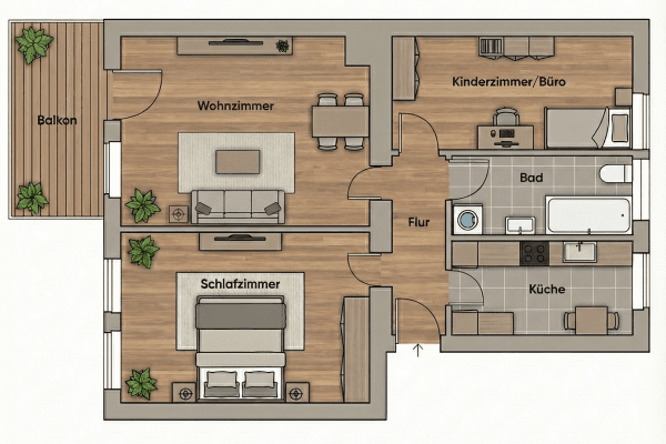 Prenájom bytu 3-izbový 75 m², Augsburg, Bavorsko Prenájom bytu 3-izbový 75 m², Augsburg, Bavorsko