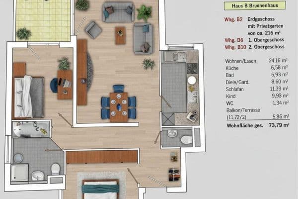 Prenájom bytu 3-izbový 74 m², Schwieberdingen Prenájom bytu 3-izbový 74 m², Schwieberdingen