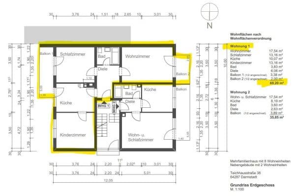 Prenájom bytu 3-izbový 69 m², Teichhausstraße 38, Darmstadt, Hesensko Prenájom bytu 3-izbový 69 m², Teichhausstraße 38, Darmstadt, Hesensko