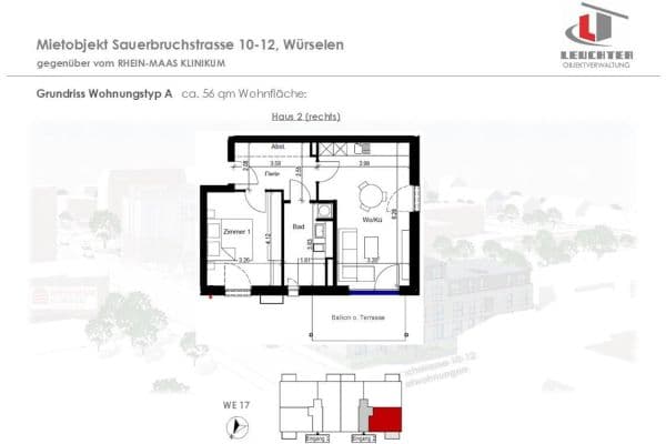 Prenájom bytu 2-izbový 56 m², Sauerbruchstraße 10-12, Würselen, Severné Porýnie - Westfálsko Prenájom bytu 2-izbový 56 m², Sauerbruchstraße 10-12, Würselen, Severné Porýnie - Westfálsko