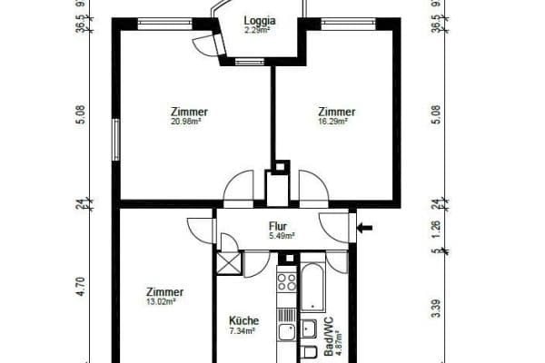 Prenájom bytu 3-izbový 70 m², Herbert- Böhm- Str. 13, Frankfurt am Main Prenájom bytu 3-izbový 70 m², Herbert- Böhm- Str. 13, Frankfurt am Main