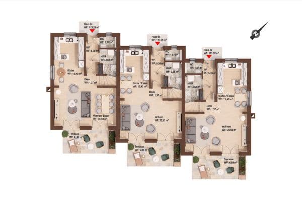 Prenájom domu 115 m², pozemek 188 m², Dorfmitte 6 D, Heiligenhagen Prenájom domu 115 m², pozemek 188 m², Dorfmitte 6 D, Heiligenhagen