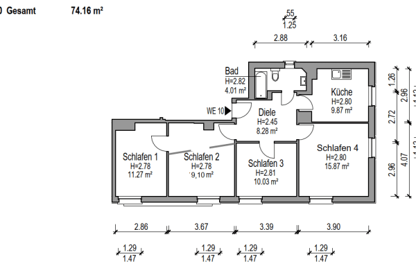 Prenájom bytu 4-izbový 74 m², Emser Strasse 40, Frankfurt Prenájom bytu 4-izbový 74 m², Emser Strasse 40, Frankfurt