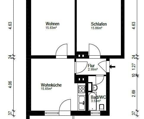 Prenájom bytu 2-izbový 58 m², Vonscheidtshof 5, Mülheim an der Ruhr Prenájom bytu 2-izbový 58 m², Vonscheidtshof 5, Mülheim an der Ruhr
