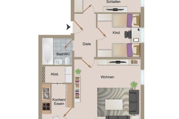Prenájom bytu 3-izbový 75 m², Glaserweg 10, Bubenbach Prenájom bytu 3-izbový 75 m², Glaserweg 10, Bubenbach