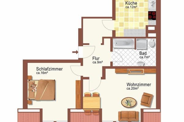 Prenájom bytu 2-izbový 64 m², Riedrain 9, Frankfurt Prenájom bytu 2-izbový 64 m², Riedrain 9, Frankfurt