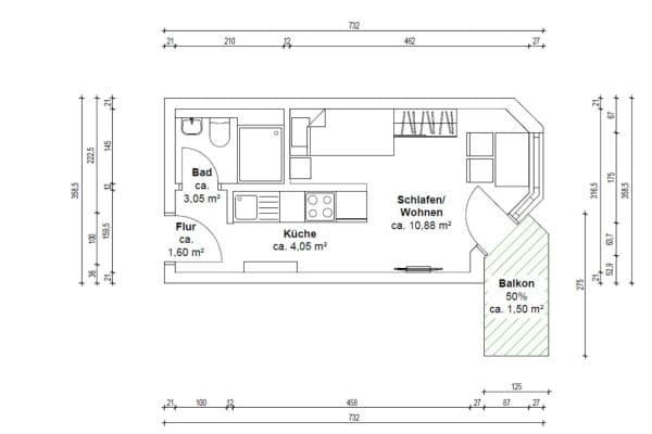 Predaj bytu 1-izbový 21 m², L7 6a, Mannheim, Bádensko-Wurttembersko Predaj bytu 1-izbový 21 m², L7 6a, Mannheim, Bádensko-Wurttembersko